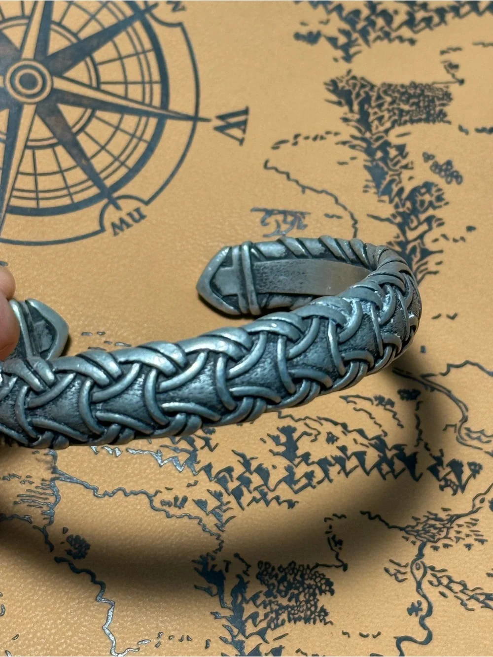 Viking Arm Ring Metal Cuff Bracelet for Men - Silver